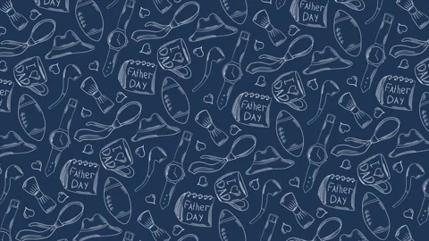 Father's Day hand drawn background pattern 4K on a seamless loop Stock Footage 242345702