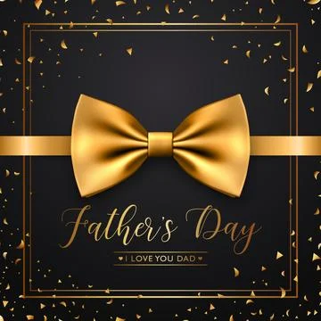 Fathers Day, June 16th. Vector Background. Black and Golden Banner with Stock Illustration
