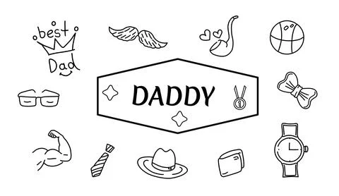 Father's day, set doodles Stock Illustration