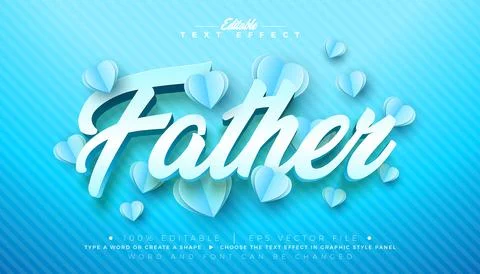 Father's Day Text Effect Design Editable Vector Graphic Style with Flying Pap Illustrazione stock
