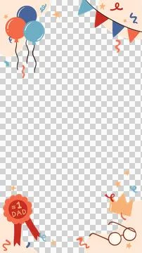 Father's Day vector frame is showing balloons flags ribbon-medal on transparent Stockillustratie