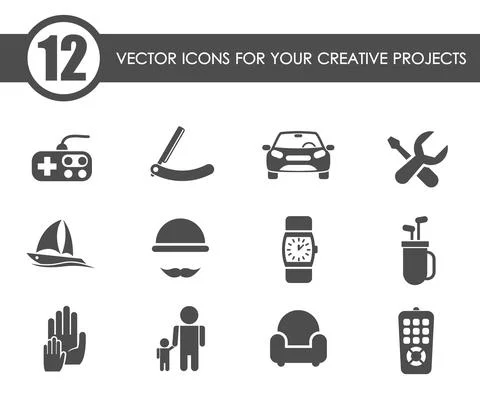 Fathers day vector icons Stock Illustration