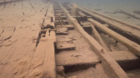 Fathom 5 Underwater Park, Tobermory Canada - Shipwreck- Charles P. Minch Stock Footage 291892400