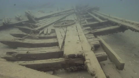 Fathom 5 Underwater Park, Tobermory Canada - Shipwreck- Charles P. Minch Stock Footage 291892455
