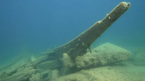 Fathom Five Marine Park, King Shipwreck, wreckage Stock Footage 312949321