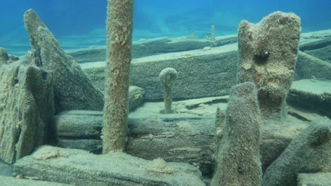 Fathom Five National Marine Park, Wetmore Shipwreck, decking Stock Footage 312965880