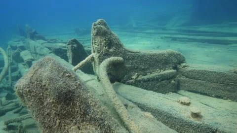 Fathom Five National Marine Park, Wetmore Shipwreck, deck and timbers Stock Footage 312966052