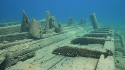 Fathom Five National Marine Park, Wetmore Shipwreck, deck boards Stock Footage 312992065