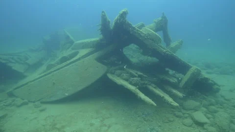 Fathom Five National Park-Caroline Rose Shipwreck Tobermory, Canada rudder Stock Footage 311129863