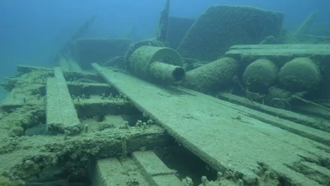 Fathom Five National Park, Caroline Rose wreck in Tobermory, Canada Stock Footage 311130373