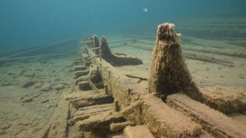 Fathom Five National Park - W.L. Wetmore Shipwreck Tobermory, ships ribs Stock Footage 253429855