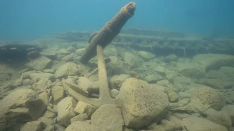 Fathom Five National Park - W.L. Wetmore Shipwreck Tobermory, anchor Stock Footage 253434269