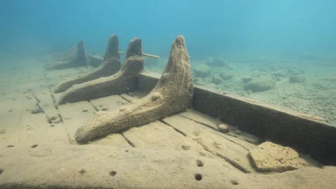 Fathom Five National Park - W.L. Wetmore Shipwreck Tobermory, planks Stock Footage 253434611