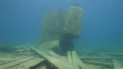 Fathom Five Park, Parks Canada, Wetmore Shipwreck, boiler Stock Footage 312967136
