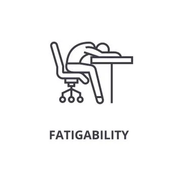 Fatigability thin line icon, sign, symbol, illustation, linear concept, vector 库存插图