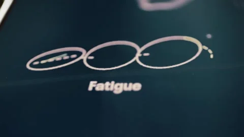 Fatigue diagram circulates points through three oval rings Video stock 348070077