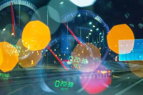 Fatigue of the driver on the night highway Stock Photos