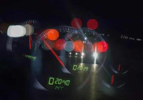 Fatigue of the driver on the night highway Stock Photos