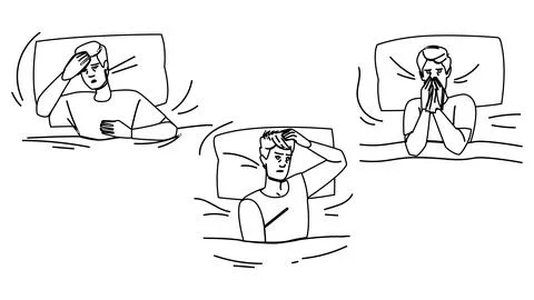 Fatigue sick man bed vector Stock Illustration