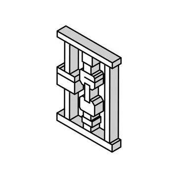 Fatigue testing materials engineering isometric icon vector illustration Illustrazione stock