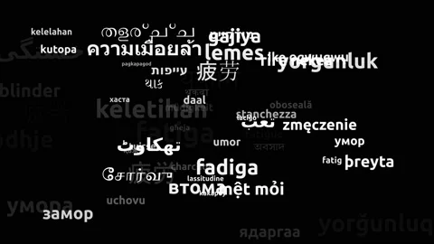 Fatigue Translated in 60 Worldwide Languages Endless Looping 3d Zooming Wordc Stock-Footage 145214571