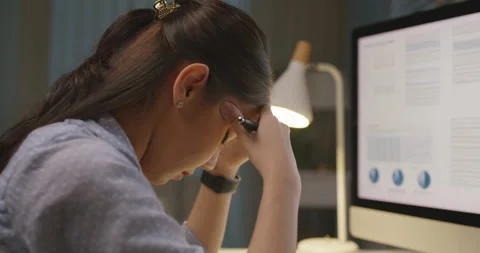 Fatigue worker overnight time work hard from home workforce issue. Stock Footage 174212728