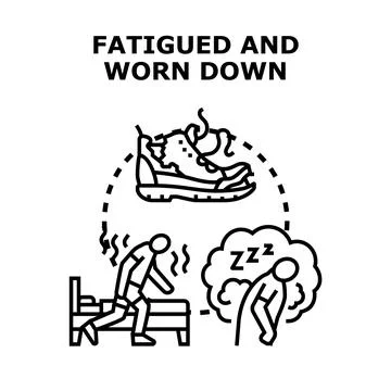 Fatigued and worn down concept illustration Stock Illustration