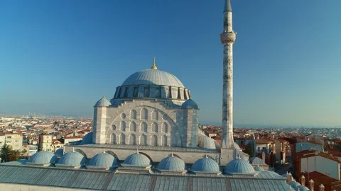 Fatih Mihrimah Sultan Mosque In Istanbul, Turkey. Aerial Drone View Shot 4k Stock Footage
