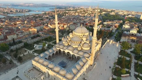 Fatih Mosque Aerial Drone View Stock Footage 99016325