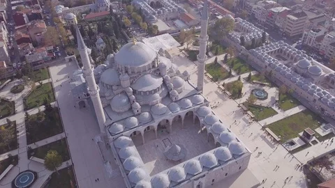 Fatih mosque fly around drone shot 4k Stock Footage 102586768