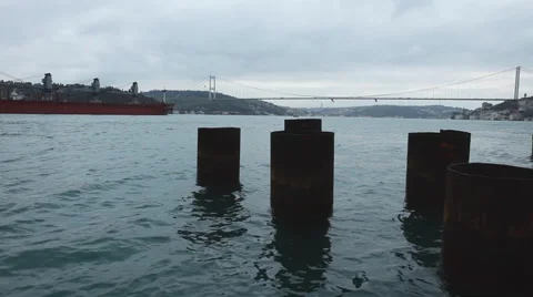 Fatih Sultan Mehmet bridge - second Bosphorus bridge - Istanbul, Turkey Stock Footage 43159045