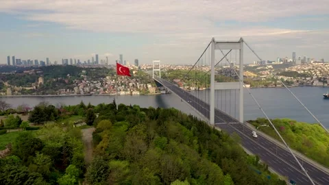 Fatih Sultan Mehmet Bridge, Second Bosphorus Bridge from Istanbul Turkiye. Stock Footage 130198209