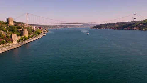 Fatih Sultan Mehmet Bridge, Second Bosphorus Bridge from Istanbul Turkiye. Stock Footage 130352899