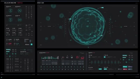 Fatnasy usert interface cell analysis | Hud video Stock Footage 289062887