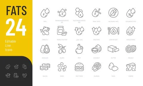 Fats Line Editable Icons set. Stock Illustration