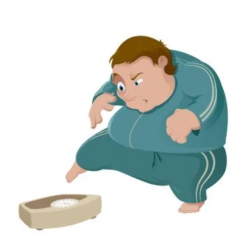Fatso and the scale Stock Illustration