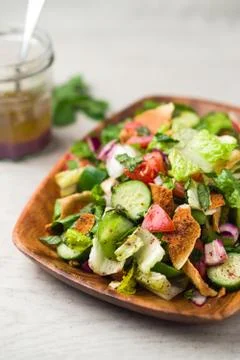 Fattoush salad vertical view. Stock Photos