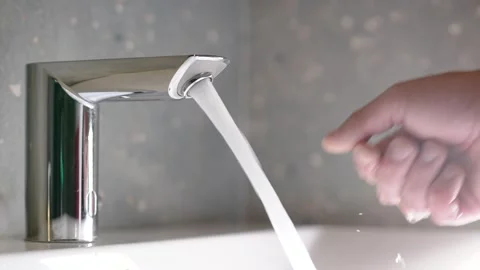 The faucet in the bathroom with running water. Stock Footage 247794667