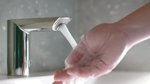 The faucet in the bathroom with running water. Stock Footage 247794690