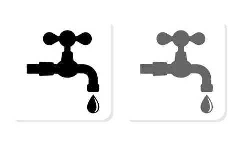 Faucet Black and White Square Icon - Illustration Stock Illustration