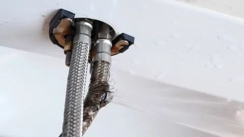 Faucet connection hoses burst 库存影片 309930307