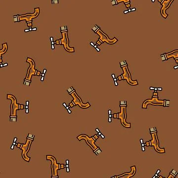 Faucet copper metal vector seamless pattern Stockillustratie