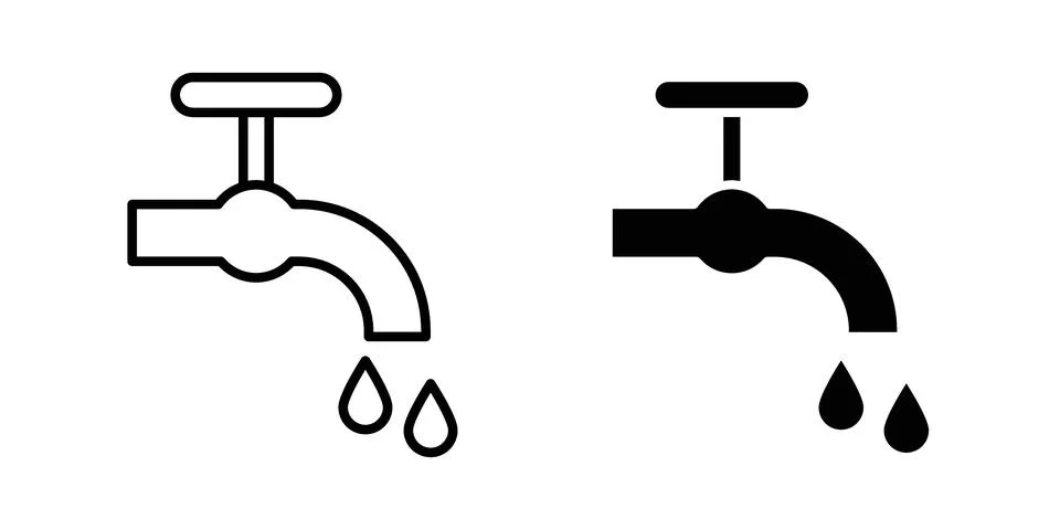 Faucet drip icon silhouette vector set. thin line pack Stock Illustration