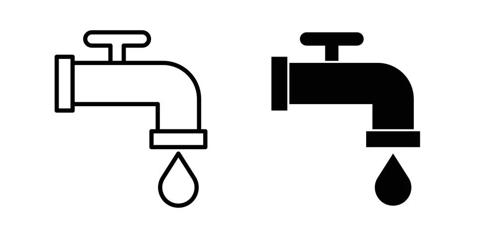 Faucet drip icon symbol. Flat and Stroke Vector illustration Stock Illustration