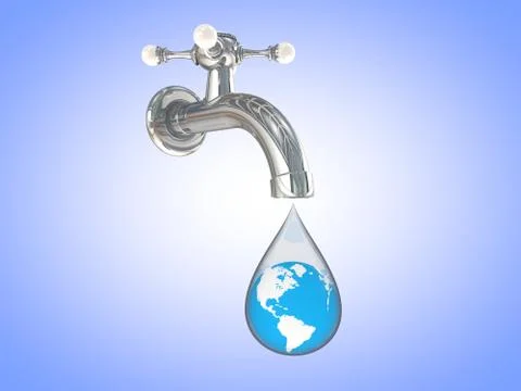 Faucet dripping with earth Stock Illustration