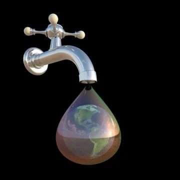 Faucet dripping with earth Stock Illustration