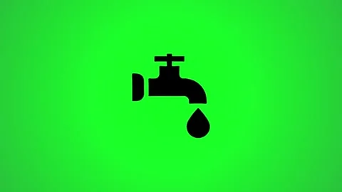 A faucet with a dripping water drop animation on a green screen background .. Stock Footage 346496551