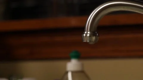 Faucet Dripping Water Medium Shot Stock Footage