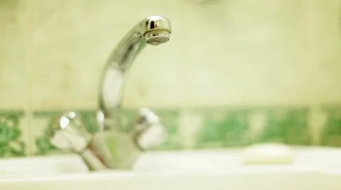 Faucet Drop of Water Stock Footage 22227616