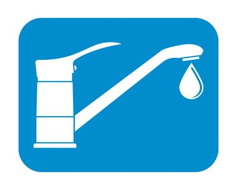 Faucet with a falling drop of water. Vector icon. Silhouette. Stock Illustration